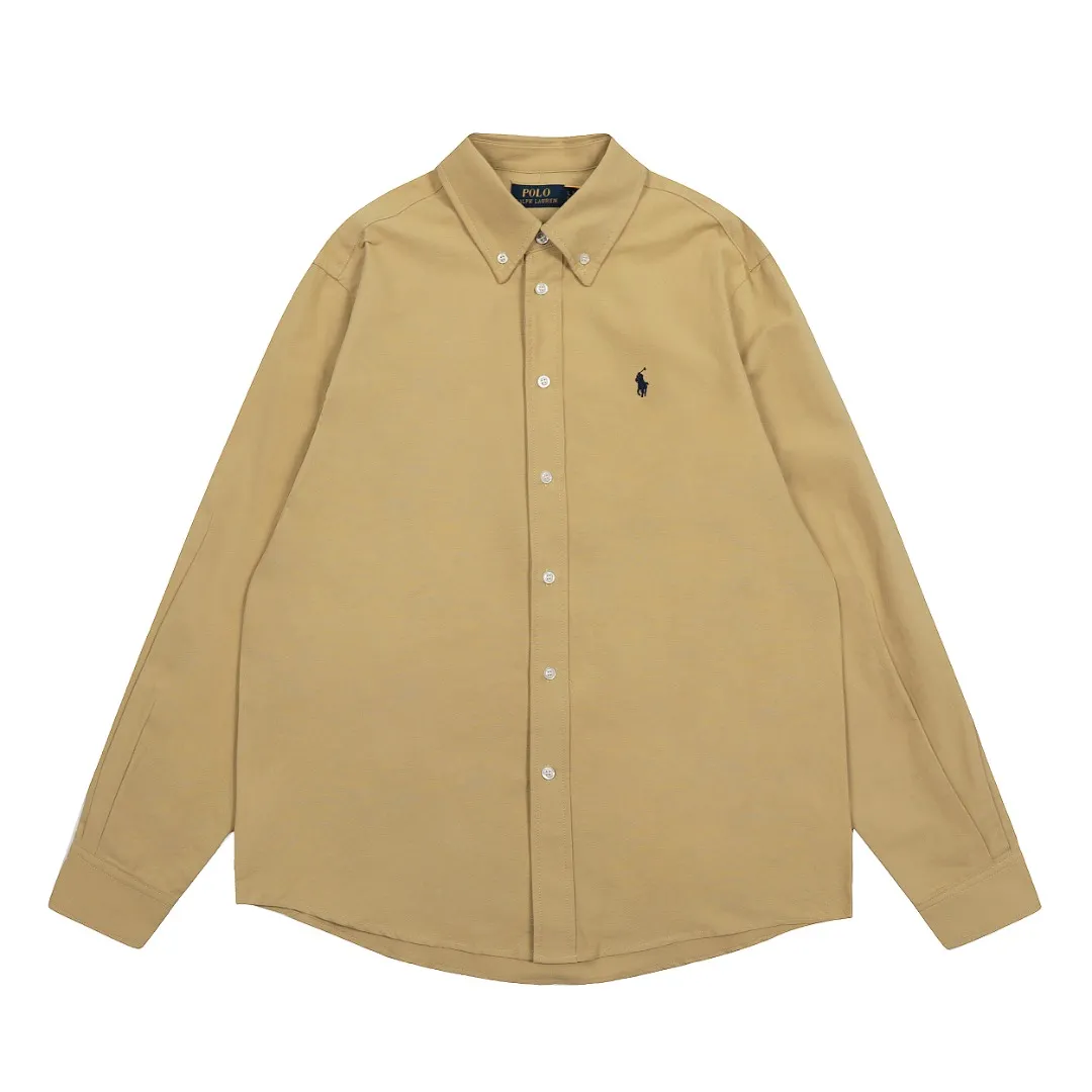 P250 Top quality" Style number: 8086# [Ralph Lauren classic basic evergreen versatile shirt long sleeves for all seasons] ✅Ralph Lauren classic Oxford spun old money style unisex couple shirt long sleeves ✅Top ceiling quality ZP original development. You can compare the real thing with the market version at will. ✅Using the original custom-woven and dyed pure cotton Oxford spinning, strong three-dimensional effect, breathable and anti-wrinkle material, comfortable upper body. ✅Washing treatment, tight and soft texture, full and exquisite embroidery. Excellent sense of quality ✅Simple and versatile, perfect for lazy people to wear. This is the charm of shirts. Basic and classic. ✅The upper body looks much better than the real thing. It can be worn alone or worn in all seasons. It is highly recommended for couples. Size: S-XL. Color: Navy blue, white, pink, light blue, khaki, charcoal gray.